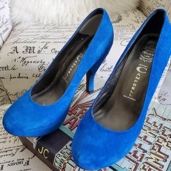 Jeffrey Campbell Blue swede shoes heels size 7 - Picture 2 of 4